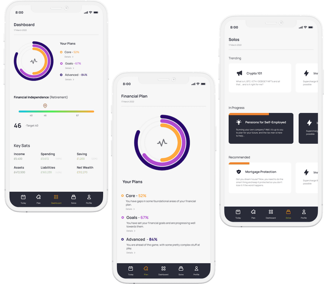 A mockup of a laptop the ningi dashboard with the adviser talking to a client