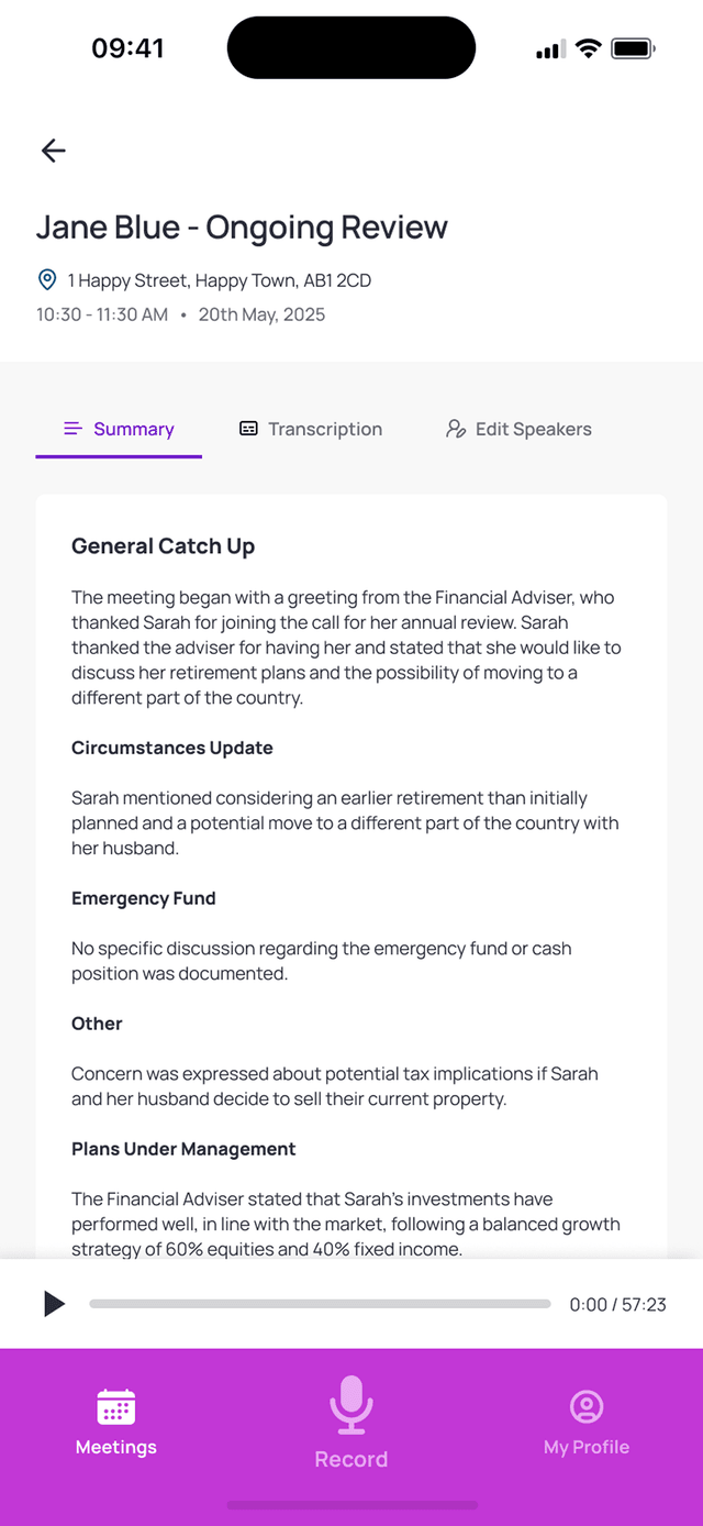 Summary Screen