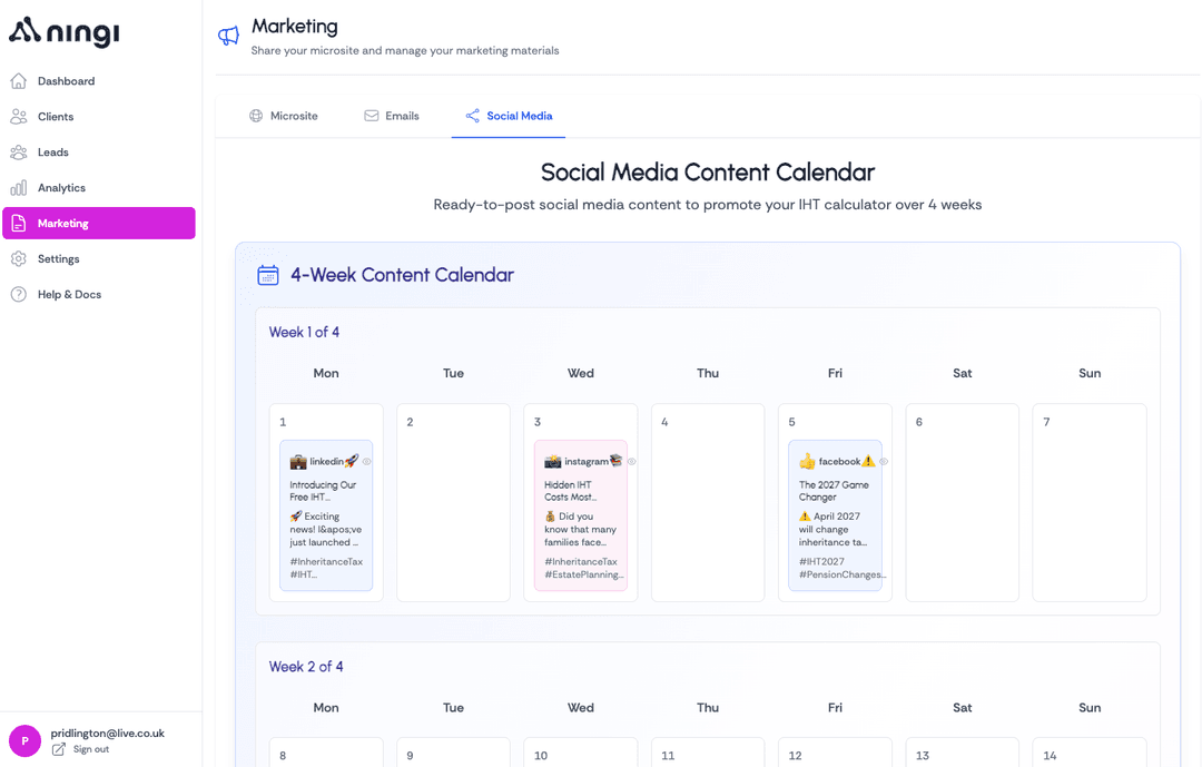 Social Media Content Calendar