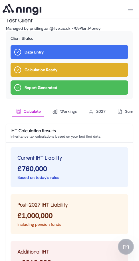 Mobile IHT Calculator